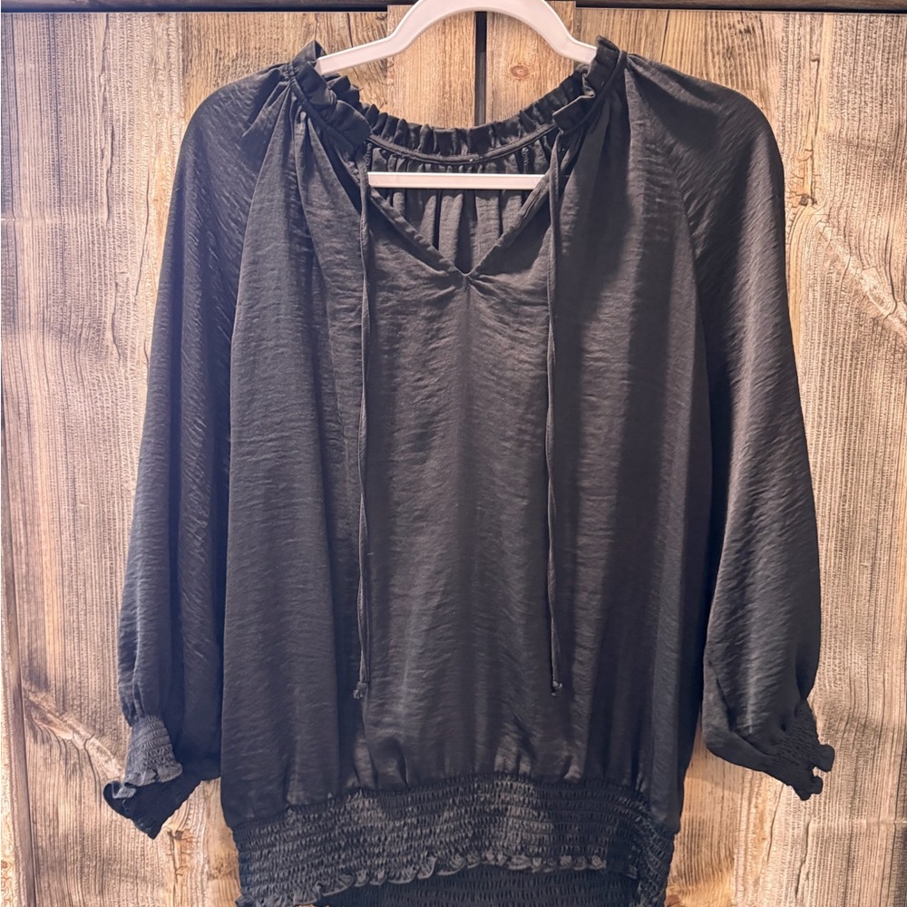 Banana Republic Black Blouse with Ruffle Details